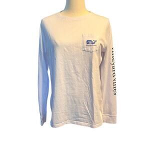 Vineyard Vine Whale Print White Long Sleeve. Size Small
